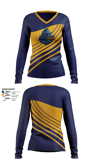 Womens Long Sleeve Vneck Shirt, East Grand Rapids, Water Polo, Teamtime, Team time, sublimation, custom sports apparel, team uniforms, spirit wear, spiritwear, sports uniforms, custom shirts, team store, custom team store, fundraiser sports, apparel fundraiser