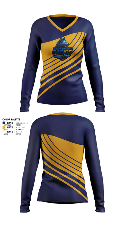 East Grand Rapids High School Water Polo 80527582 Women's Long Sleeve V-neck Shirt - 3