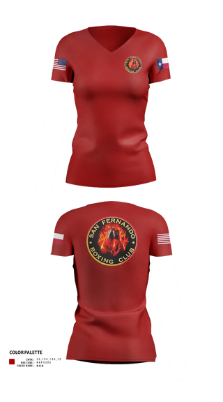 Womens Short Sleeve Vneck Shirt, San Fernando Boxing Club, Spirit Store, Teamtime, Team time, sublimation, custom sports apparel, team uniforms, spirit wear, spiritwear, sports uniforms, custom shirts, team store, custom team store, fundraiser sports, apparel fundraiser