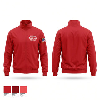 Windbreaker, Phillips fired and rescue, Fire Department, Teamtime, Team time, sublimation, custom sports apparel, team uniforms, spirit wear, spiritwear, sports uniforms, custom shirts, team store, custom team store, fundraiser sports, apparel fundraiser