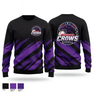 Crew Neck Sweatshirt, Loganville Crows, Baseball, Teamtime, Team time, sublimation, custom sports apparel, team uniforms, spirit wear, spiritwear, sports uniforms, custom shirts, team store, custom team store, fundraiser sports, apparel fundraiser
