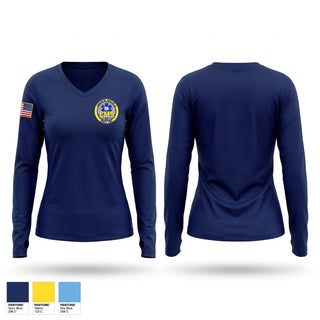 Womens Long Sleeve Vneck Shirt, LANDRUM EMS, EMS/EMT, Teamtime, Team time, sublimation, custom sports apparel, team uniforms, spirit wear, spiritwear, sports uniforms, custom shirts, team store, custom team store, fundraiser sports, apparel fundraiser