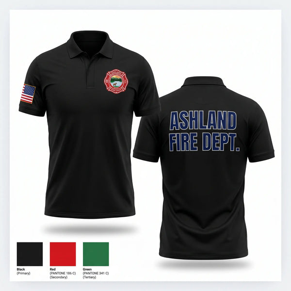 Short Sleeve Performance Polo, Ashland Fire Department, Fire Department, Teamtime, Team time, sublimation, custom sports apparel, team uniforms, spirit wear, spiritwear, sports uniforms, custom shirts, team store, custom team store, fundraiser sports, apparel fundraiser