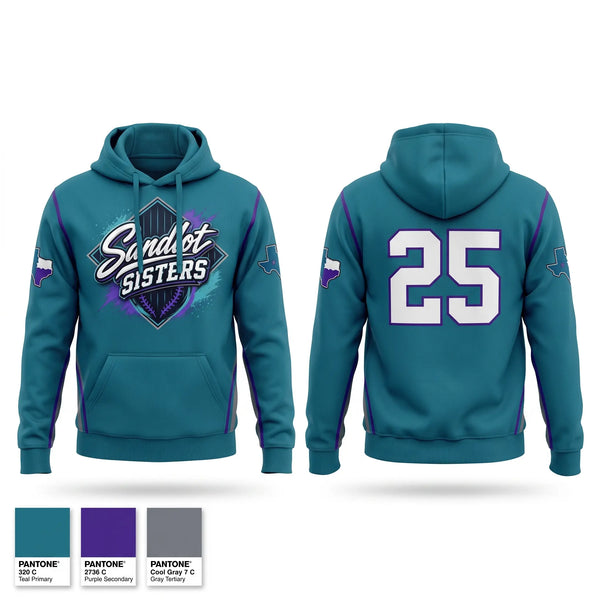 Hoodie, Sandlot Sisters, Softball, Teamtime, Team time, sublimation, custom sports apparel, team uniforms, spirit wear, spiritwear, sports uniforms, custom shirts, team store, custom team store, fundraiser sports, apparel fundraiser