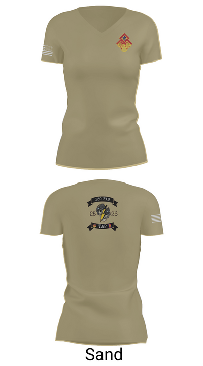 130th FAB Target Acquisition Platoon 22737787 Women's Short Sleeve V-neck Shirt - 84