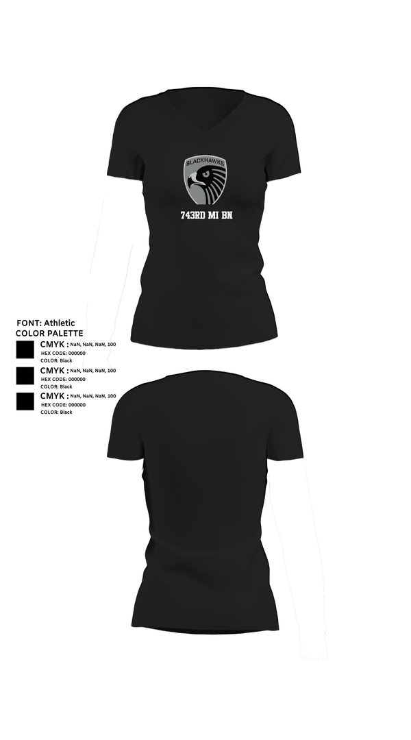 Womens Short Sleeve Vneck Shirt, 743rd MI BN, , Teamtime, Team time, sublimation, custom sports apparel, team uniforms, spirit wear, spiritwear, sports uniforms, custom shirts, team store, custom team store, fundraiser sports, apparel fundraiser