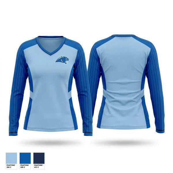 Womens Long Sleeve Vneck Shirt, Springboro Panthers, Baseball, Teamtime, Team time, sublimation, custom sports apparel, team uniforms, spirit wear, spiritwear, sports uniforms, custom shirts, team store, custom team store, fundraiser sports, apparel fundraiser