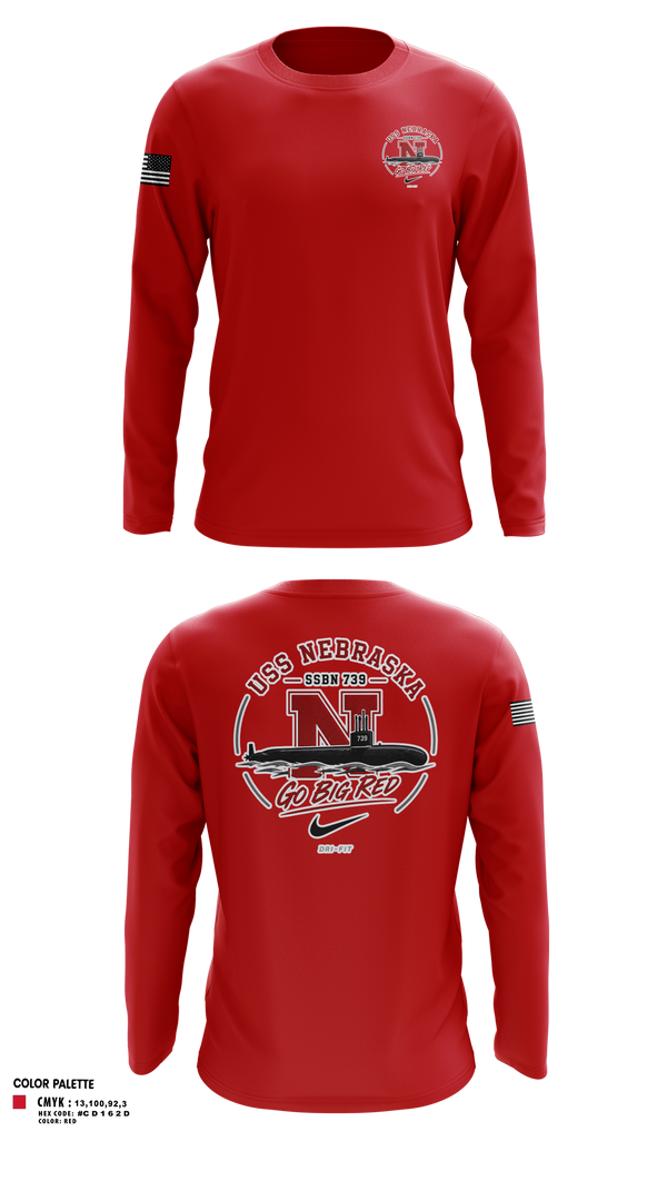 Long Sleeve Performance Shirt, USS Nebraska, Navy, Teamtime, Team time, sublimation, custom sports apparel, team uniforms, spirit wear, spiritwear, sports uniforms, custom shirts, team store, custom team store, fundraiser sports, apparel fundraiser