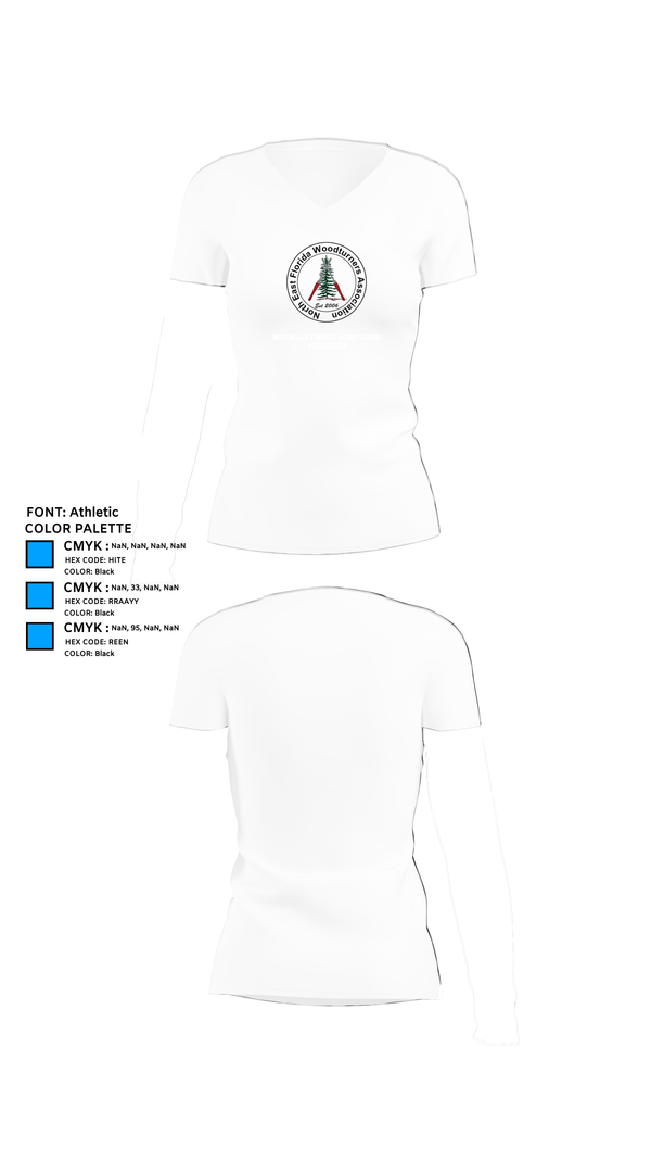 Womens Short Sleeve Vneck Shirt, Northeast Florida Woodturning Association, , Teamtime, Team time, sublimation, custom sports apparel, team uniforms, spirit wear, spiritwear, sports uniforms, custom shirts, team store, custom team store, fundraiser sports, apparel fundraiser