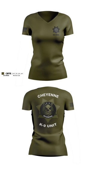 Womens Short Sleeve Vneck Shirt, Cheyenne pd k9, Police, Teamtime, Team time, sublimation, custom sports apparel, team uniforms, spirit wear, spiritwear, sports uniforms, custom shirts, team store, custom team store, fundraiser sports, apparel fundraiser