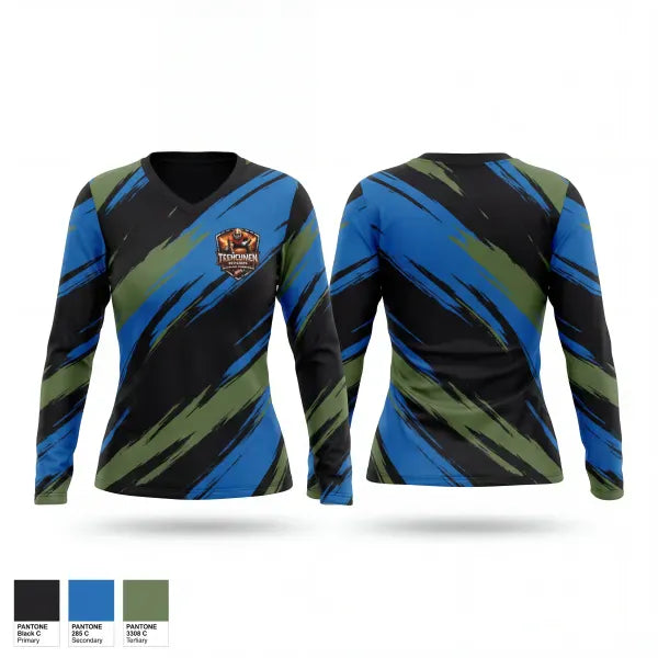 Womens Long Sleeve Vneck Shirt, Trenchmen Academy, , Teamtime, Team time, sublimation, custom sports apparel, team uniforms, spirit wear, spiritwear, sports uniforms, custom shirts, team store, custom team store, fundraiser sports, apparel fundraiser