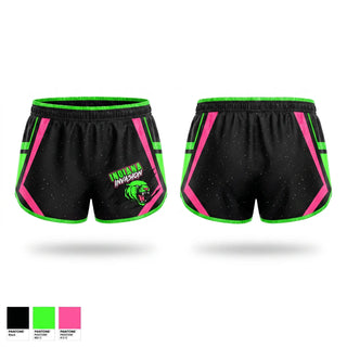 Womens Shorts, Indiana Invasion Inc., Cheer, Teamtime, Team time, sublimation, custom sports apparel, team uniforms, spirit wear, spiritwear, sports uniforms, custom shirts, team store, custom team store, fundraiser sports, apparel fundraiser