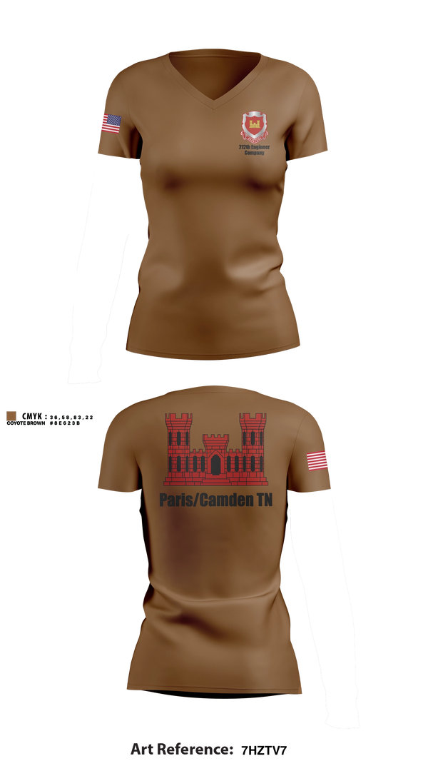Womens Short Sleeve Vneck Shirt, 212th Engineer Company, National Guard, Teamtime, Team time, sublimation, custom sports apparel, team uniforms, spirit wear, spiritwear, sports uniforms, custom shirts, team store, custom team store, fundraiser sports, apparel fundraiser