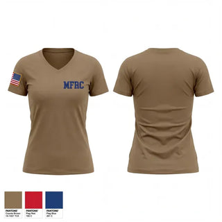 Womens Short Sleeve Vneck Shirt, MFRC, Army, Teamtime, Team time, sublimation, custom sports apparel, team uniforms, spirit wear, spiritwear, sports uniforms, custom shirts, team store, custom team store, fundraiser sports, apparel fundraiser