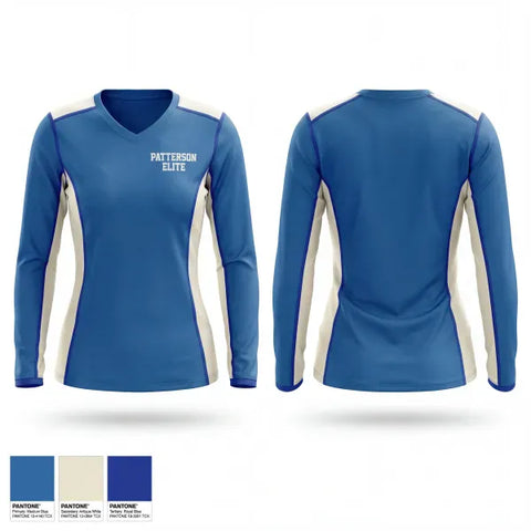Womens Long Sleeve Vneck Shirt, PATTERSON ELITE, Men's Basketball, Teamtime, Team time, sublimation, custom sports apparel, team uniforms, spirit wear, spiritwear, sports uniforms, custom shirts, team store, custom team store, fundraiser sports, apparel fundraiser