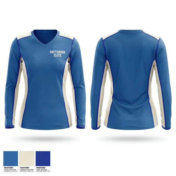 Womens Long Sleeve Vneck Shirt, PATTERSON ELITE, Men's Basketball, Teamtime, Team time, sublimation, custom sports apparel, team uniforms, spirit wear, spiritwear, sports uniforms, custom shirts, team store, custom team store, fundraiser sports, apparel fundraiser
