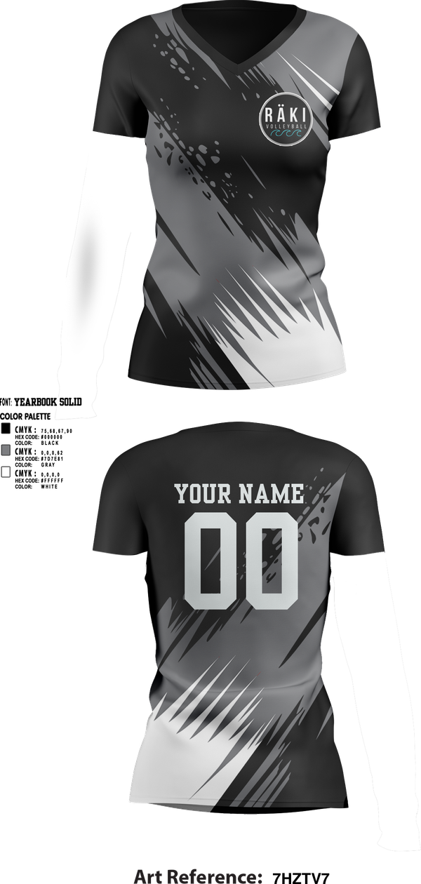 Womens Short Sleeve Vneck Shirt, Raki Volleyball, Women's Volleyball, Teamtime, Team time, sublimation, custom sports apparel, team uniforms, spirit wear, spiritwear, sports uniforms, custom shirts, team store, custom team store, fundraiser sports, apparel fundraiser