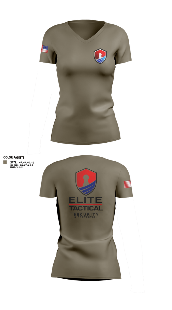 Womens Short Sleeve Vneck Shirt, Elite Tactical Security, Police, Teamtime, Team time, sublimation, custom sports apparel, team uniforms, spirit wear, spiritwear, sports uniforms, custom shirts, team store, custom team store, fundraiser sports, apparel fundraiser