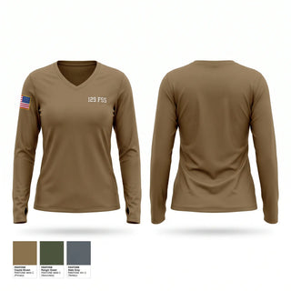 Womens Long Sleeve Vneck Shirt, 129 FSS, Air Force, Teamtime, Team time, sublimation, custom sports apparel, team uniforms, spirit wear, spiritwear, sports uniforms, custom shirts, team store, custom team store, fundraiser sports, apparel fundraiser