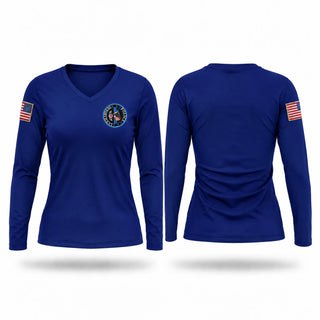 Womens Long Sleeve Vneck Shirt, Forest Police Department, Police, Teamtime, Team time, sublimation, custom sports apparel, team uniforms, spirit wear, spiritwear, sports uniforms, custom shirts, team store, custom team store, fundraiser sports, apparel fundraiser