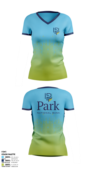 Womens Short Sleeve Vneck Shirt, Park National Bank Pelotonia, Cycling, Teamtime, Team time, sublimation, custom sports apparel, team uniforms, spirit wear, spiritwear, sports uniforms, custom shirts, team store, custom team store, fundraiser sports, apparel fundraiser