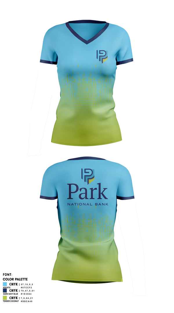 Womens Short Sleeve Vneck Shirt, Park National Bank Pelotonia, Cycling, Teamtime, Team time, sublimation, custom sports apparel, team uniforms, spirit wear, spiritwear, sports uniforms, custom shirts, team store, custom team store, fundraiser sports, apparel fundraiser