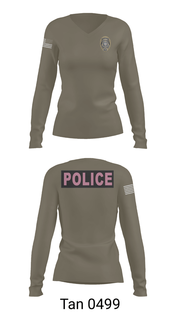 Womens Long Sleeve Vneck Shirt, Farmersville PD, Police, Teamtime, Team time, sublimation, custom sports apparel, team uniforms, spirit wear, spiritwear, sports uniforms, custom shirts, team store, custom team store, fundraiser sports, apparel fundraiser
