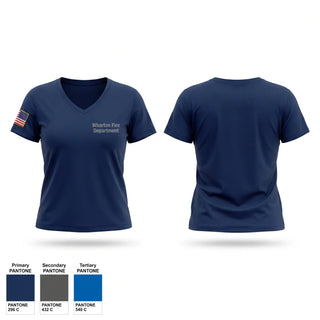 Womens Short Sleeve Vneck Shirt, Wharton Fire Department, Fire Department, Teamtime, Team time, sublimation, custom sports apparel, team uniforms, spirit wear, spiritwear, sports uniforms, custom shirts, team store, custom team store, fundraiser sports, apparel fundraiser