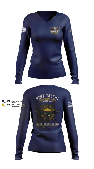 Womens Long Sleeve Vneck Shirt, NTAG HEARTLAND 2026, Navy, Teamtime, Team time, sublimation, custom sports apparel, team uniforms, spirit wear, spiritwear, sports uniforms, custom shirts, team store, custom team store, fundraiser sports, apparel fundraiser