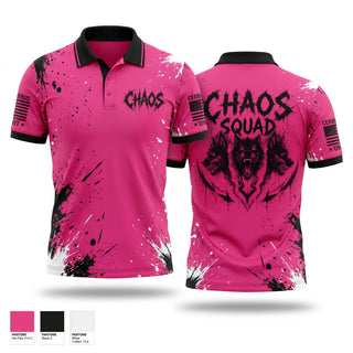 Short Sleeve Performance Polo, Chaos squad, E-Sports, Teamtime, Team time, sublimation, custom sports apparel, team uniforms, spirit wear, spiritwear, sports uniforms, custom shirts, team store, custom team store, fundraiser sports, apparel fundraiser