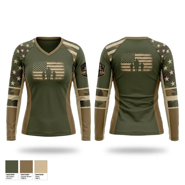 Womens Long Sleeve Vneck Shirt, Camel kids 2026, Wrestling, Teamtime, Team time, sublimation, custom sports apparel, team uniforms, spirit wear, spiritwear, sports uniforms, custom shirts, team store, custom team store, fundraiser sports, apparel fundraiser