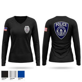 Womens Long Sleeve Vneck Shirt, GREENWOOD POLICE DEPARTMENT, Police, Teamtime, Team time, sublimation, custom sports apparel, team uniforms, spirit wear, spiritwear, sports uniforms, custom shirts, team store, custom team store, fundraiser sports, apparel fundraiser