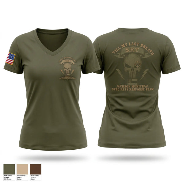Womens Short Sleeve Vneck Shirt, Jackson Municipal Special Response Team, Police, Teamtime, Team time, sublimation, custom sports apparel, team uniforms, spirit wear, spiritwear, sports uniforms, custom shirts, team store, custom team store, fundraiser sports, apparel fundraiser