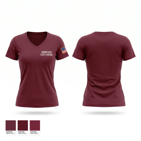 Womens Short Sleeve Vneck Shirt, Minnesota State Patrol, Police, Teamtime, Team time, sublimation, custom sports apparel, team uniforms, spirit wear, spiritwear, sports uniforms, custom shirts, team store, custom team store, fundraiser sports, apparel fundraiser