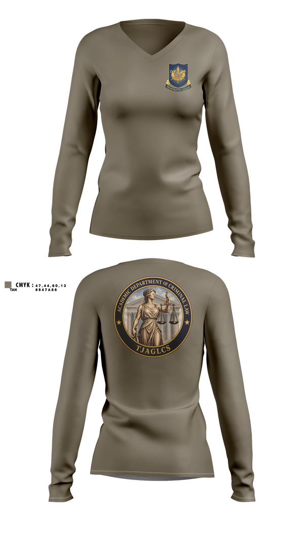 Womens Long Sleeve Vneck Shirt, ADC, TJAGLCS, Army, Teamtime, Team time, sublimation, custom sports apparel, team uniforms, spirit wear, spiritwear, sports uniforms, custom shirts, team store, custom team store, fundraiser sports, apparel fundraiser