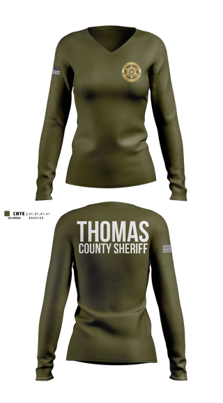 Womens Long Sleeve Vneck Shirt, Thomas county sheriff's office, Police, Teamtime, Team time, sublimation, custom sports apparel, team uniforms, spirit wear, spiritwear, sports uniforms, custom shirts, team store, custom team store, fundraiser sports, apparel fundraiser