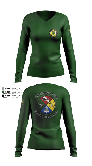 Womens Long Sleeve Vneck Shirt, Muscogee Nation Special Operations, , Teamtime, Team time, sublimation, custom sports apparel, team uniforms, spirit wear, spiritwear, sports uniforms, custom shirts, team store, custom team store, fundraiser sports, apparel fundraiser