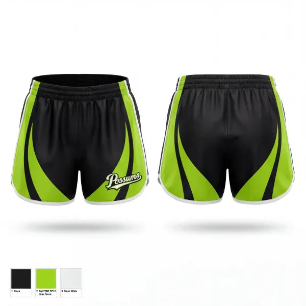 Womens Shorts, Possums, Baseball, Teamtime, Team time, sublimation, custom sports apparel, team uniforms, spirit wear, spiritwear, sports uniforms, custom shirts, team store, custom team store, fundraiser sports, apparel fundraiser