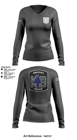 Womens Long Sleeve Vneck Shirt, Swatara K9, Police, Teamtime, Team time, sublimation, custom sports apparel, team uniforms, spirit wear, spiritwear, sports uniforms, custom shirts, team store, custom team store, fundraiser sports, apparel fundraiser