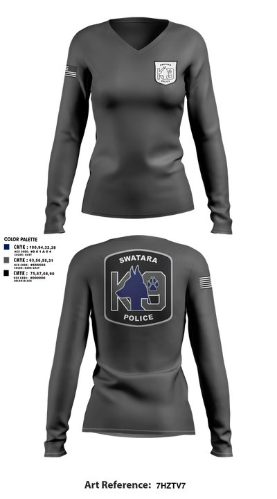 Swatara K9 68594895 Women's Long Sleeve V-neck Shirt - 2