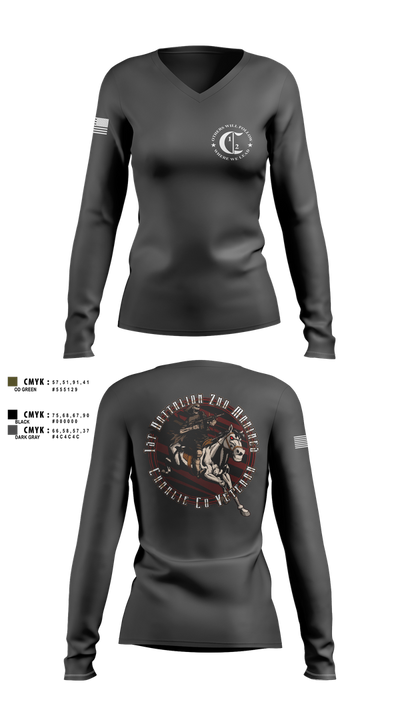 1st Battalion 2nd Marines Charlie Co Veteran 59013691 Women's Long Sleeve V-neck Shirt - 4