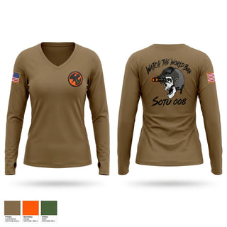 Womens Long Sleeve Vneck Shirt, 8 SOS, Air Force, Teamtime, Team time, sublimation, custom sports apparel, team uniforms, spirit wear, spiritwear, sports uniforms, custom shirts, team store, custom team store, fundraiser sports, apparel fundraiser