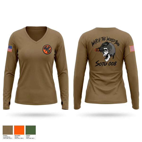 Womens Long Sleeve Vneck Shirt, 8 SOS, Air Force, Teamtime, Team time, sublimation, custom sports apparel, team uniforms, spirit wear, spiritwear, sports uniforms, custom shirts, team store, custom team store, fundraiser sports, apparel fundraiser