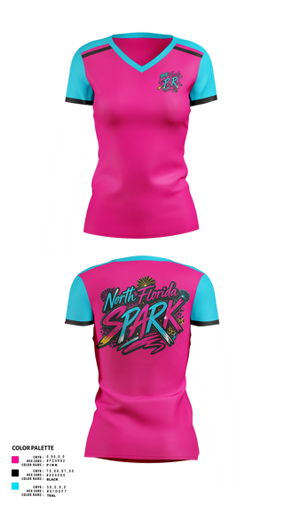 Womens Short Sleeve Vneck Shirt, North Florida Spark, Softball, Teamtime, Team time, sublimation, custom sports apparel, team uniforms, spirit wear, spiritwear, sports uniforms, custom shirts, team store, custom team store, fundraiser sports, apparel fundraiser