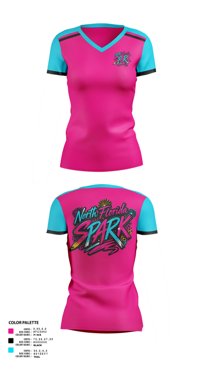 North Florida Spark 96231530 Women's Short Sleeve V-neck Shirt - 21