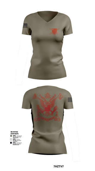 Womens Short Sleeve Vneck Shirt, 2nd Battalion 222nd Field Artillery, , Teamtime, Team time, sublimation, custom sports apparel, team uniforms, spirit wear, spiritwear, sports uniforms, custom shirts, team store, custom team store, fundraiser sports, apparel fundraiser