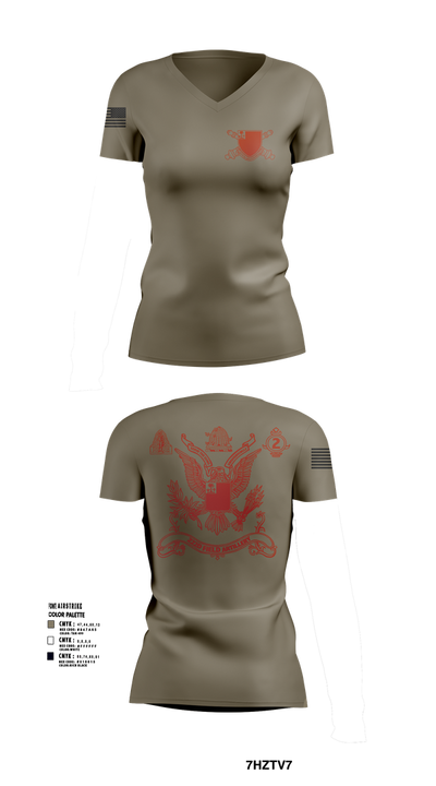 2nd Battalion 222nd Field Artillery 79682132 Women's Short Sleeve V-neck Shirt - 102