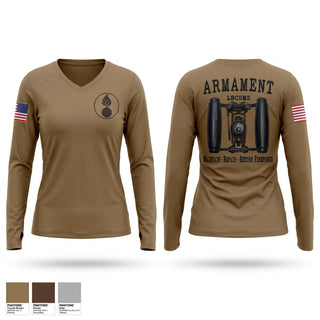 Womens Long Sleeve Vneck Shirt, Armament LBCSMS, National Guard, Teamtime, Team time, sublimation, custom sports apparel, team uniforms, spirit wear, spiritwear, sports uniforms, custom shirts, team store, custom team store, fundraiser sports, apparel fundraiser