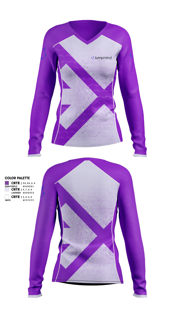 Womens Long Sleeve Vneck Shirt, Jumpmind Pelotonia, Cycling, Teamtime, Team time, sublimation, custom sports apparel, team uniforms, spirit wear, spiritwear, sports uniforms, custom shirts, team store, custom team store, fundraiser sports, apparel fundraiser