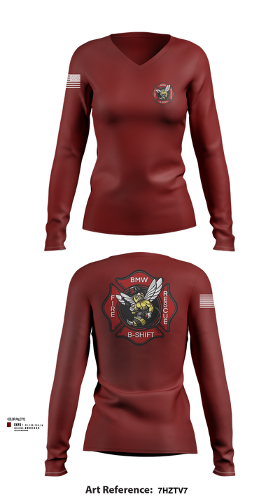 B-Shift 61265399 Women's Long Sleeve V-neck Shirt - 103
